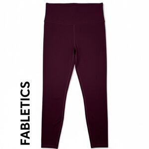 PowerHold by Fabletics Deep Burgundy Leggings + Light Pink Back Lace Detail, S/M